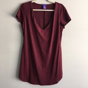 Hot Gal|Red Wine V-neck tunic top|Size:XL